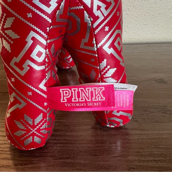 Victoria’s Secret PINK Holiday Dog Plush Large 10" Red Silver Snowflake 2015 - Picture 8 of 12